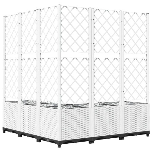 Fehér polipropilén rácsos kerti ültetőláda 120 x 120 x 136 cm