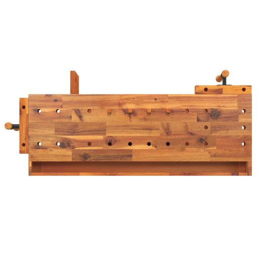 Tömör akácfa munkaasztal fiókkal és satukkal 124 x 52 x 83 cm