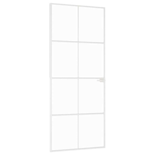 Fehér edzett üveg és alumínium vékony beltéri ajtó 83x201,5 cm