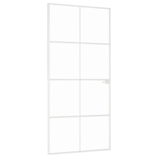 Fehér edzett üveg és alumínium vékony beltéri ajtó 93x201,5 cm