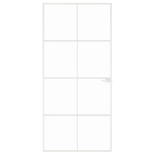 Fehér edzett üveg és alumínium vékony beltéri ajtó 93x201,5 cm