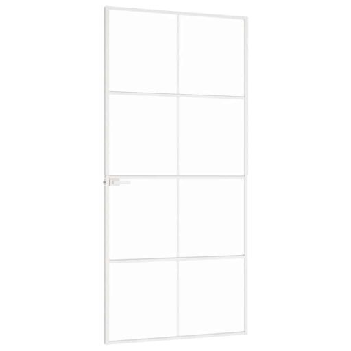 Fehér edzett üveg és alumínium vékony beltéri ajtó 93x201,5 cm