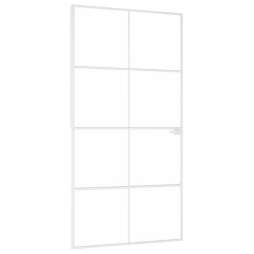 Fehér edzett üveg és alumínium vékony beltéri ajtó 102x201,5 cm