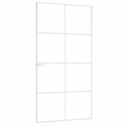 Fehér edzett üveg és alumínium vékony beltéri ajtó 102x201,5 cm