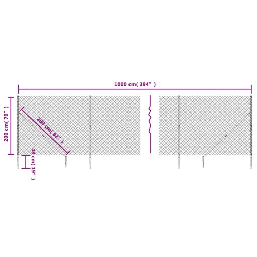 Zöld drótkerítés cövekekkel 2 x 10 m