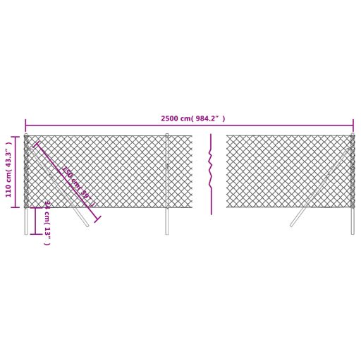 Antracitszürke drótkerítés 1,1 x 25 m