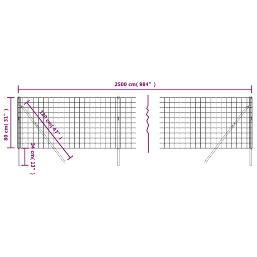 Zöld horganyzott acél drótkerítés 0,8 x 25 m
