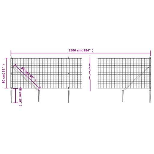 Zöld dróthálós kerítés cövekekkel 0,8x25 m