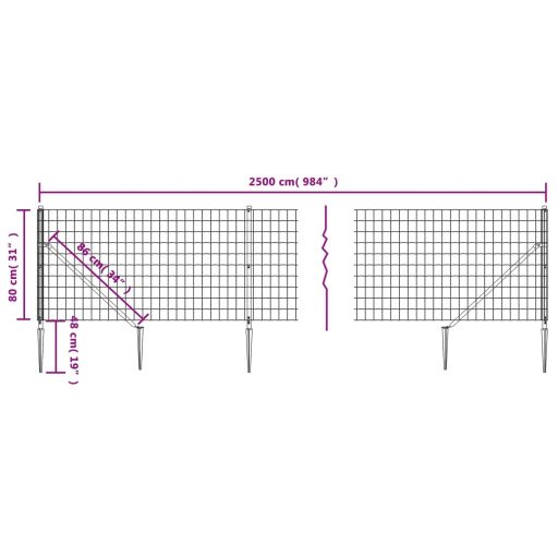 Zöld dróthálós kerítés cövekekkel 0,8x25 m