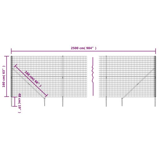 Zöld dróthálós kerítés cövekekkel 1,6x25 m