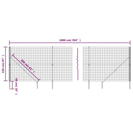 Zöld dróthálós kerítés cövekekkel 2,2x10 m