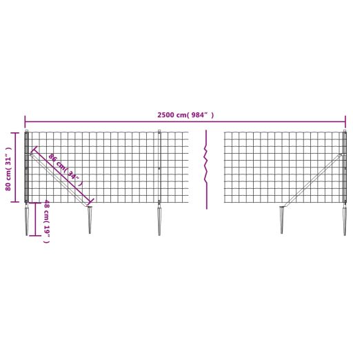 Zöld dróthálós kerítés cövekekkel 0,8x25 m