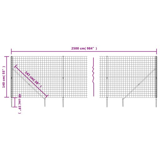 Zöld dróthálós kerítés cövekekkel 1,4x25 m