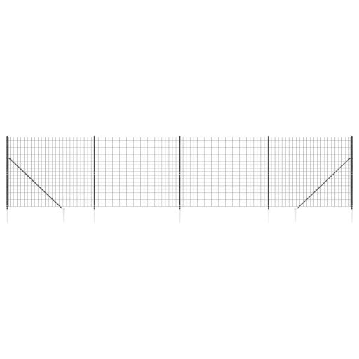 Antracitszürke dróthálós kerítés cövekekkel 1,8 x 10 m