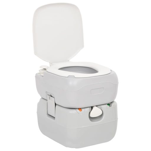 Szürke-fehér HDPE hordozható kemping WC 22+12 L