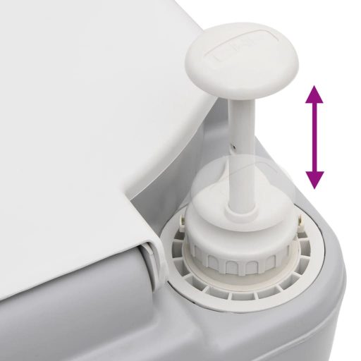 Szürke-fehér HDPE hordozható kemping WC 22+12 L