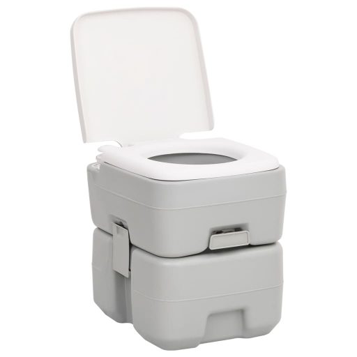 Szürke és fehér HDPE hordozható kemping WC 20+10 L