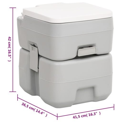 Szürke és fehér HDPE hordozható kemping WC 20+10 L