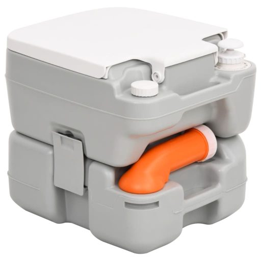 Szürke-fehér HDPE hordozható kemping WC 15+10 L