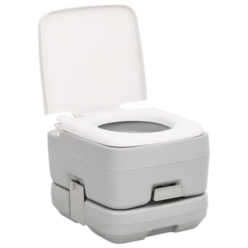 Szürke-fehér HDPE hordozható kemping WC 10+10 L