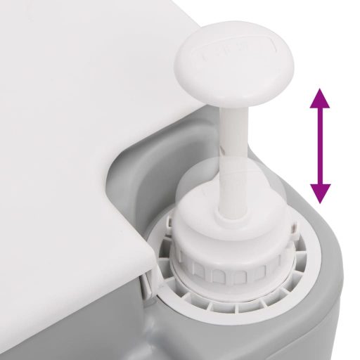 Szürke-fehér HDPE hordozható kemping WC 10+10 L