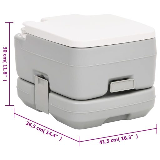 Szürke-fehér HDPE hordozható kemping WC 10+10 L