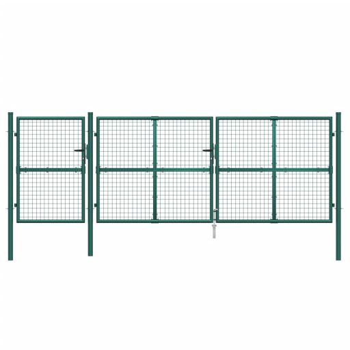 Zöld horganyzott acél hálós kertkapu 400 x 175 cm