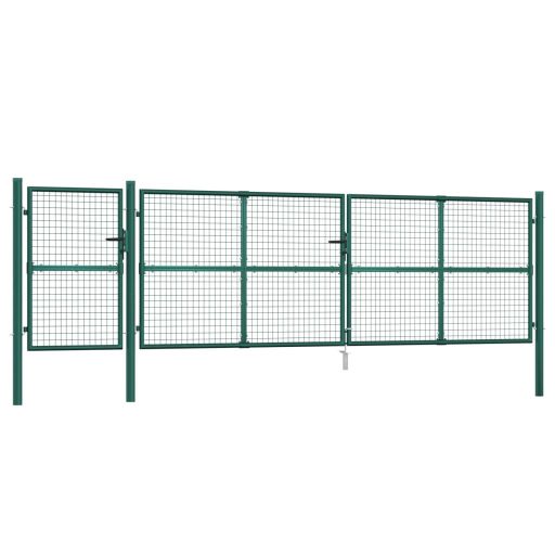 Zöld horganyzott acél hálós kertkapu 500 x 175 cm
