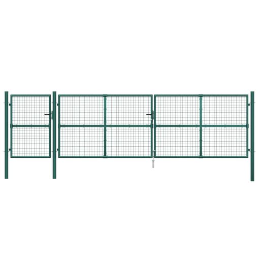 Zöld horganyzott acél hálós kertkapu 500 x 175 cm