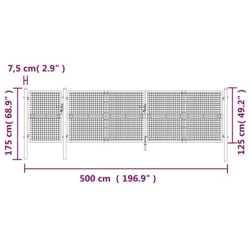 Zöld horganyzott acél hálós kertkapu 500 x 175 cm