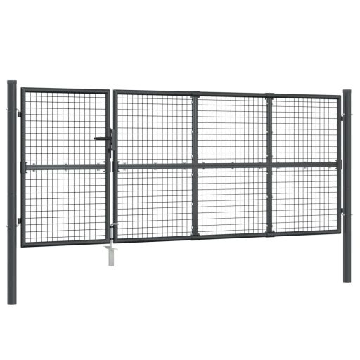 Antracitszürke horganyzott acél hálós kertkapu 350 x 175 cm