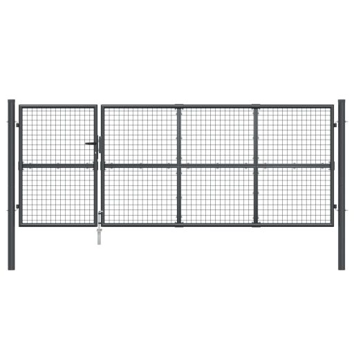 Antracitszürke horganyzott acél hálós kertkapu 350 x 175 cm