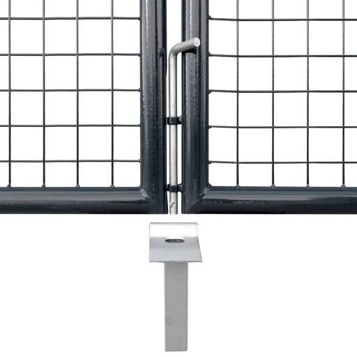 Antracitszürke horganyzott acél hálós kertkapu 400 x 175 cm
