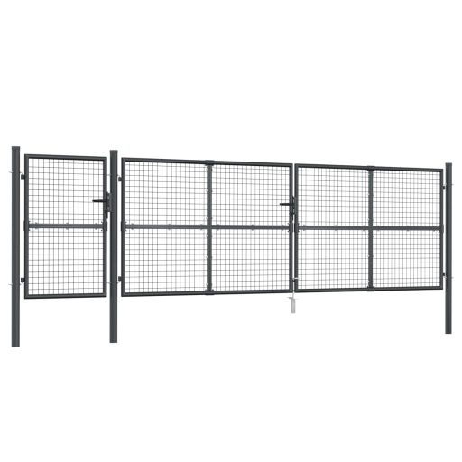 Antracitszürke horganyzott acél hálós kertkapu 500 x 175 cm