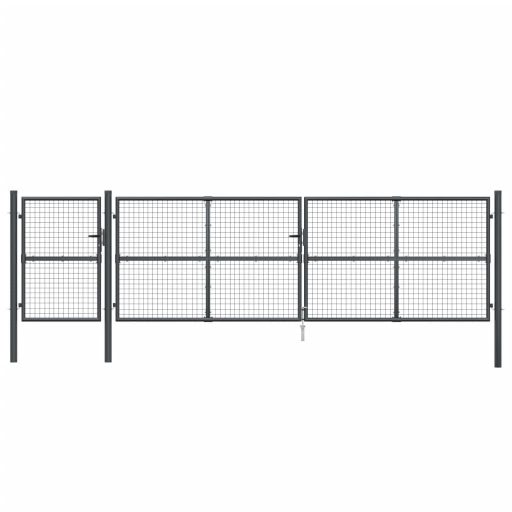 Antracitszürke horganyzott acél hálós kertkapu 500 x 175 cm