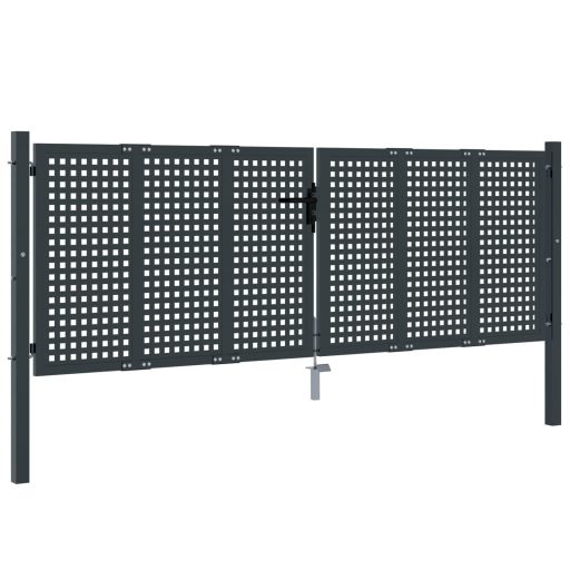 Antracitszürke acél kertkapu 300 x 125 cm
