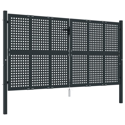 Antracitszürke acél kertkapu 300 x 150 cm