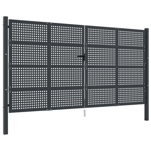 Antracitszürke acél kertkapu 400 x 175 cm