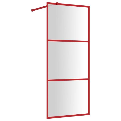 Piros zuhanyfal átlátszó ESG üveggel 80 x 195 cm