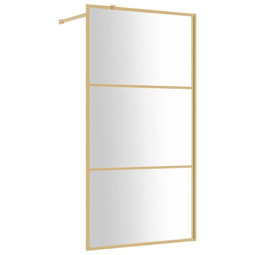 Aranyszínű zuhanyfal átlátszó ESG üveggel 100 x 195 cm