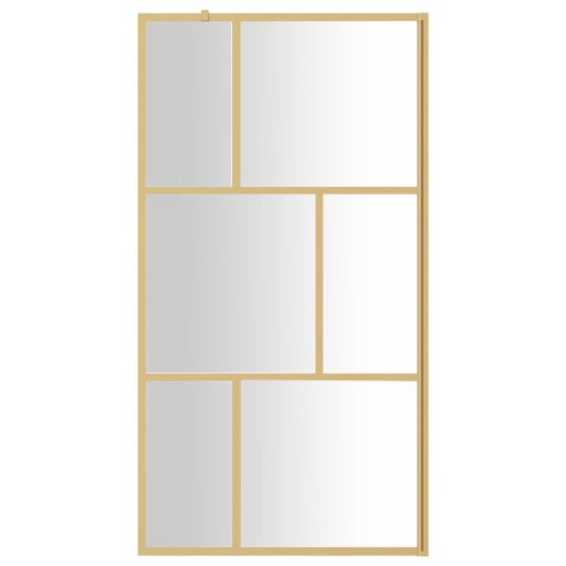 Aranyszínű zuhanyfal átlátszó ESG üveggel 100 x 195 cm