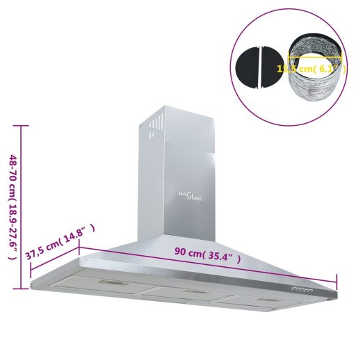 Rozsdamentes acél konyhai szagelszívó 90 cm