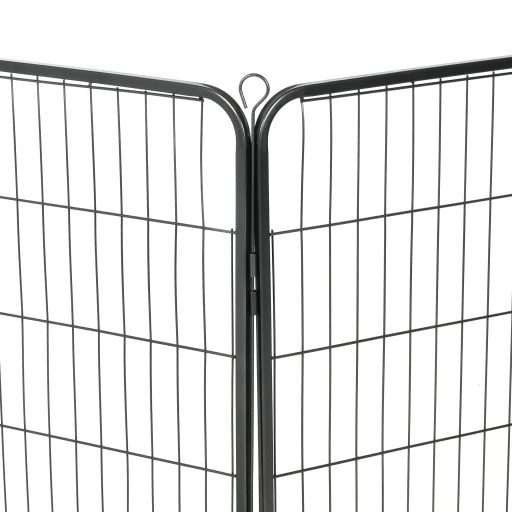 Fekete színű acél kutyakennel 8 panelből 80 x 100 cm
