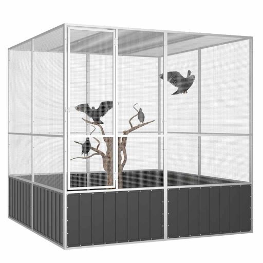 Antracitszürke horganyzott acél madárketrec 213,5x217,5x211,5cm