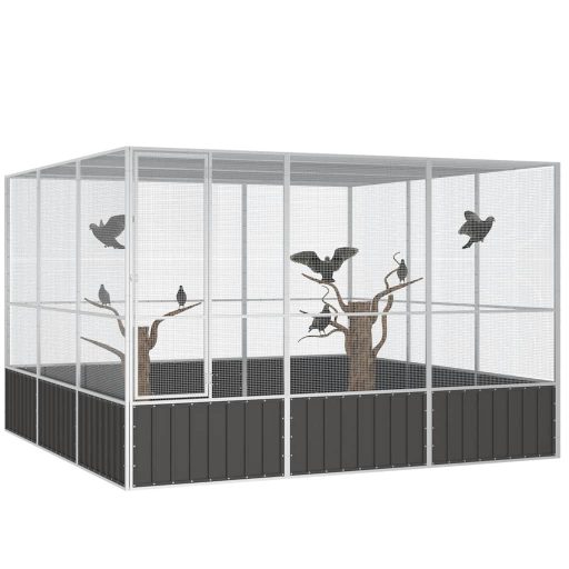 Antracitszürke horganyzott acél madárketrec 302,5x324,5x211,5cm