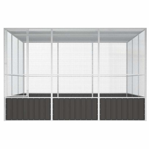 Antracitszürke horganyzott acél madárketrec 302,5x324,5x211,5cm