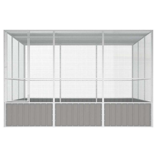 Szürke horganyzott acél madárketrec 302,5x324,5x211,5 cm