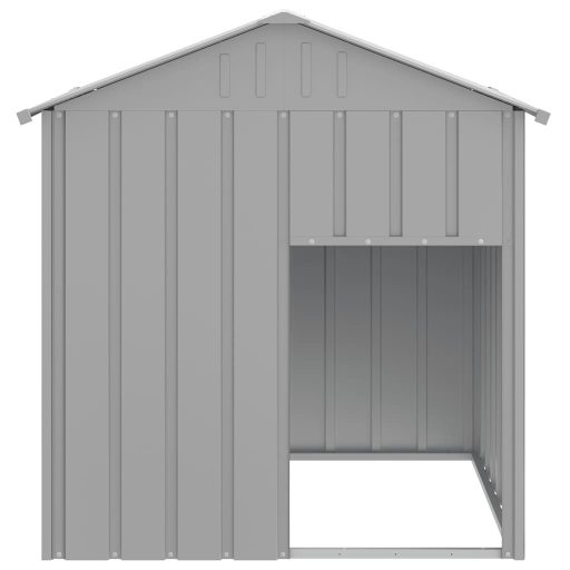 Világosszürke horganyzott acél tetős kutyakennel 117x103x123 cm