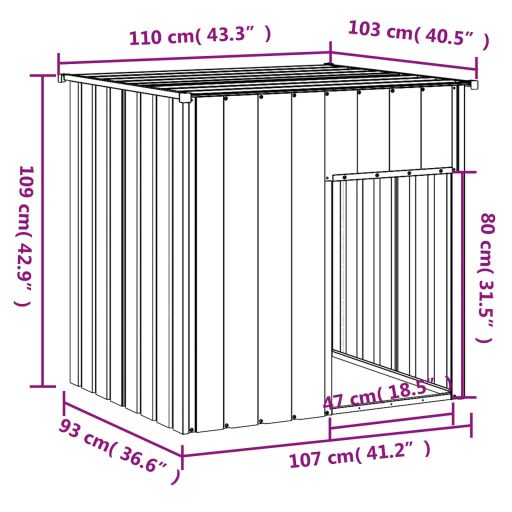 Antracit horganyzott acél kutyakennel tetővel 110x103x109 cm