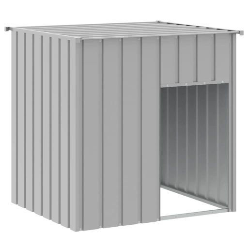 Világosszürke horganyzott acél tetős kutyakennel 110x103x109 cm